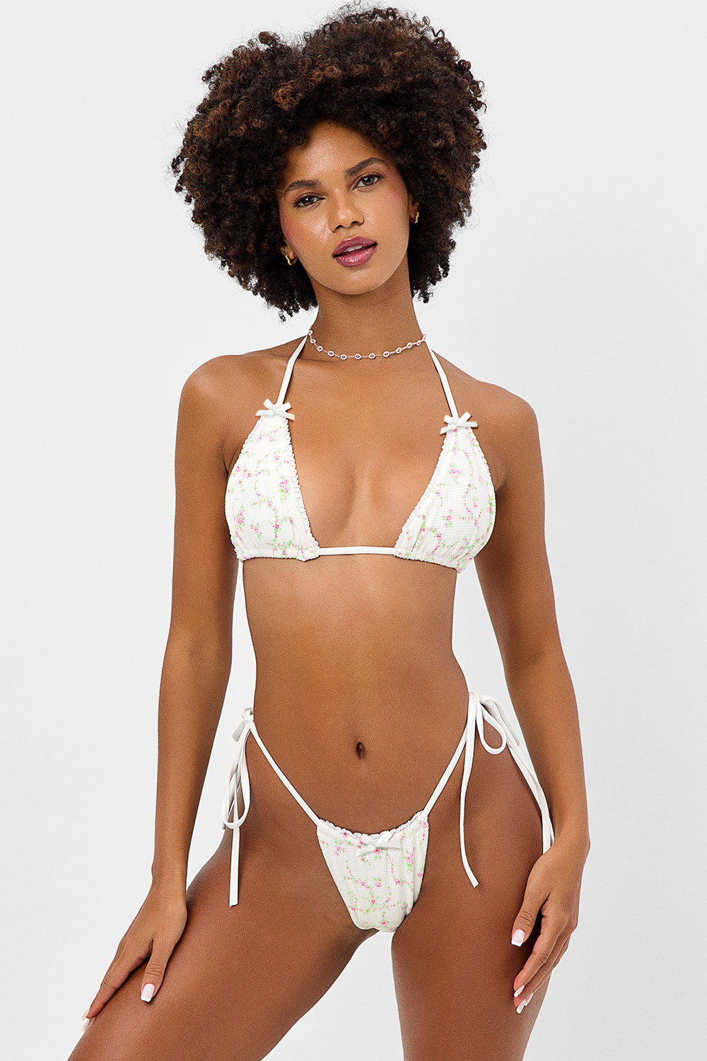 Tia Waffle String Bikini Bottom - Day Lily