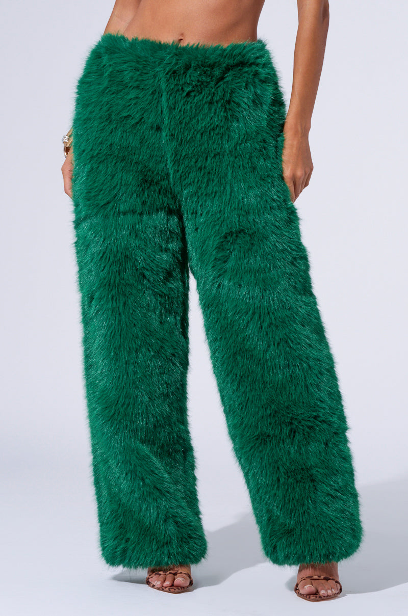 SEEING GREEN WIDE LEG FASHION FUR PANT