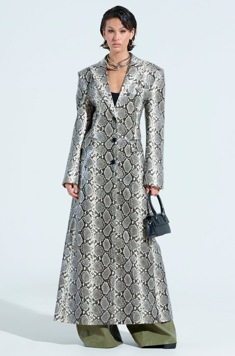 INCOGNITO SNAKE PRINT TRENCH IN IVORY