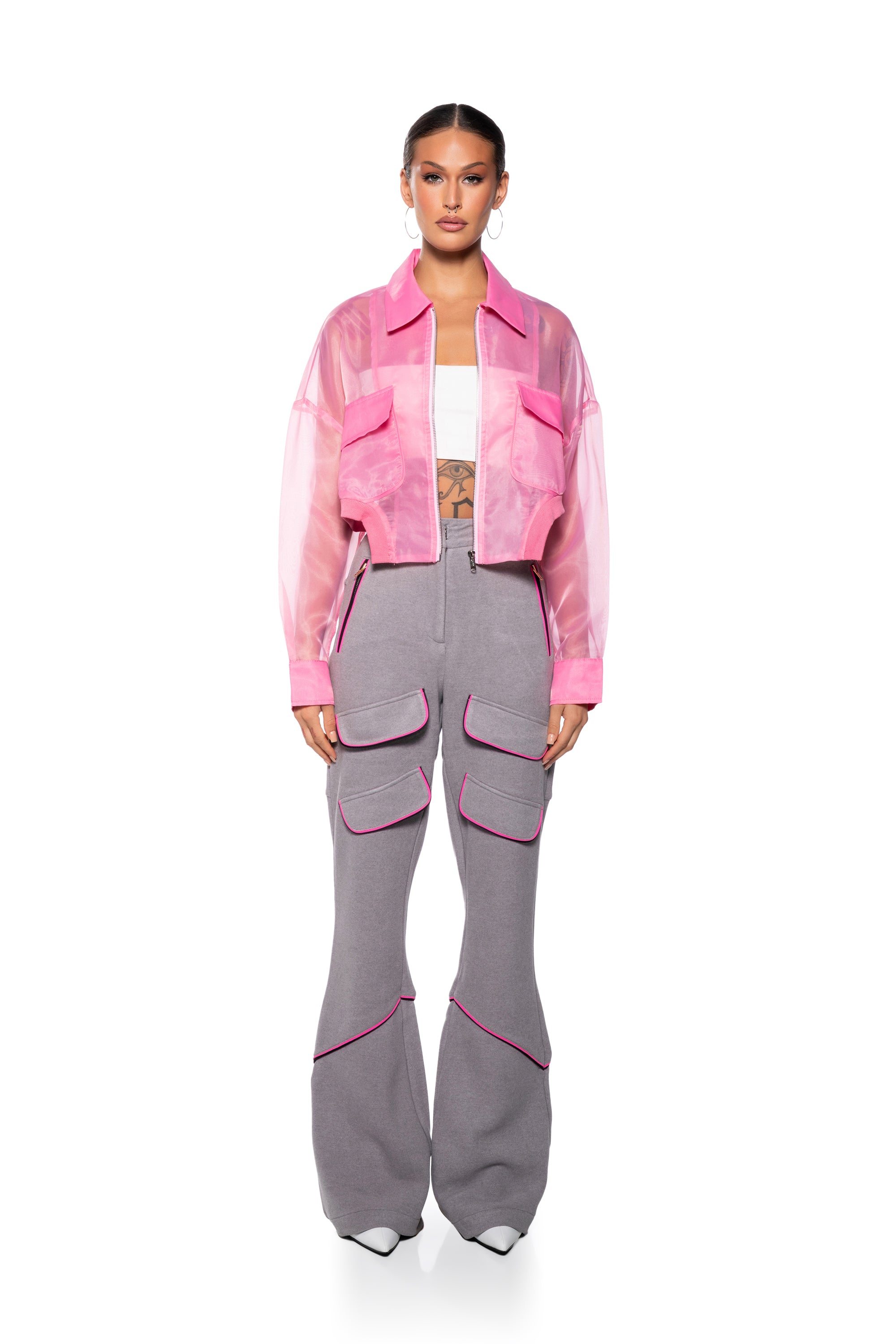 HYDE MESH BOMBR JACKET IN PINK