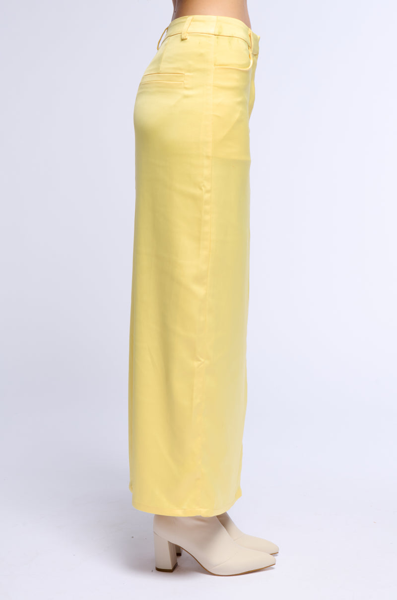 BELLISSIMA SATIN FINISH MAXI SKIRT IN YELLOW