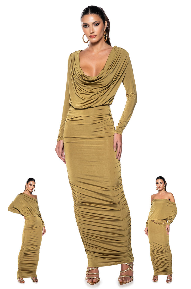 READY FOR IT SLINKY LONG SLEEVE MULTIWAY MAXI DRESS