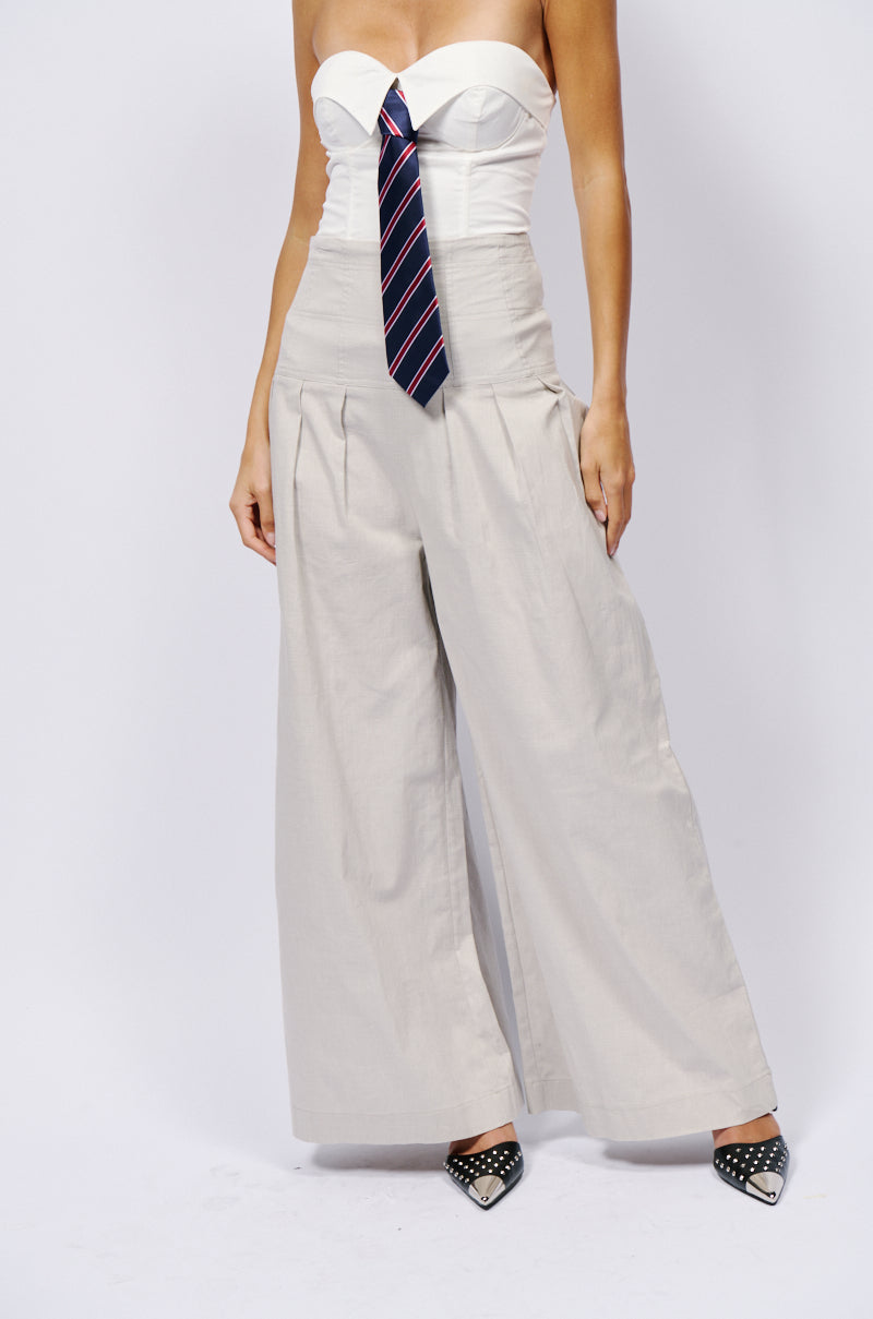 LUNA HIGH WAISTED WIDE LEG LINEN TROUSER