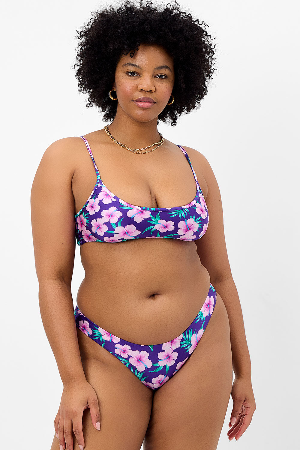 Dallas Shine Bralette Bikini Top - Purple Hibiscus