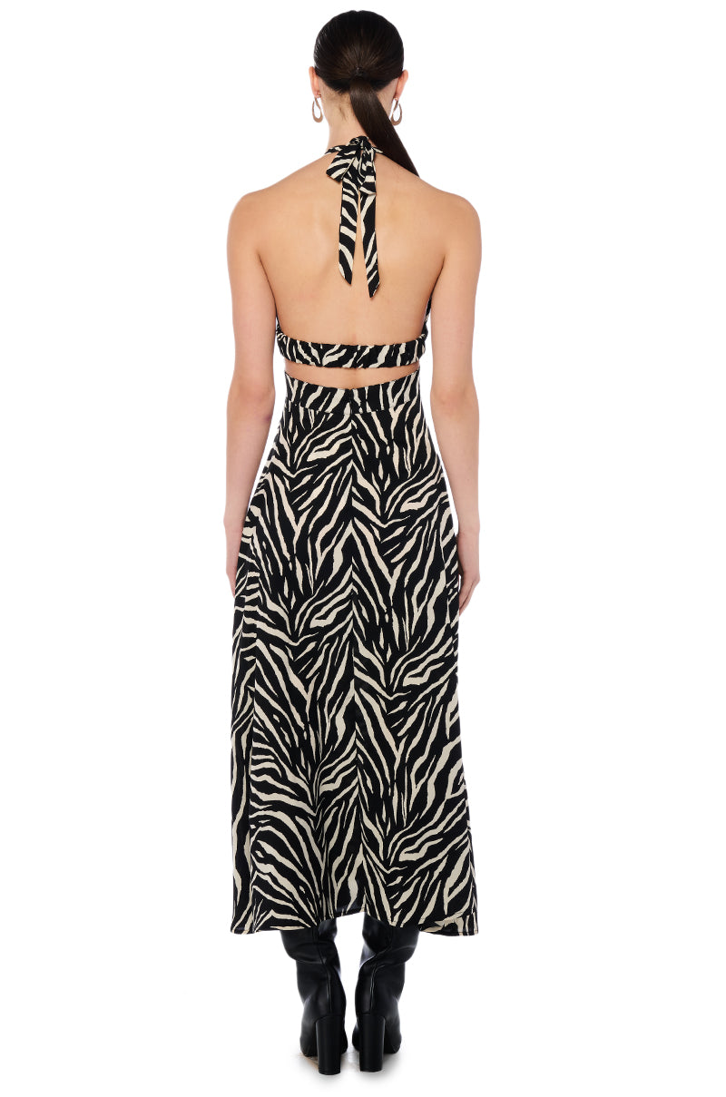 ON HOLIDAY PRINTED MIDI DRESS