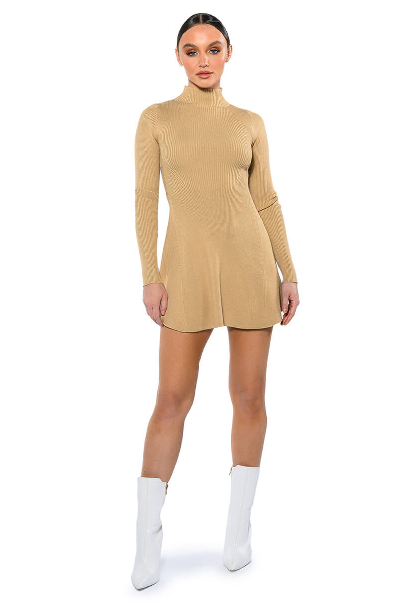 JACIE MOCK COLLAR KNIT MINI DRESS