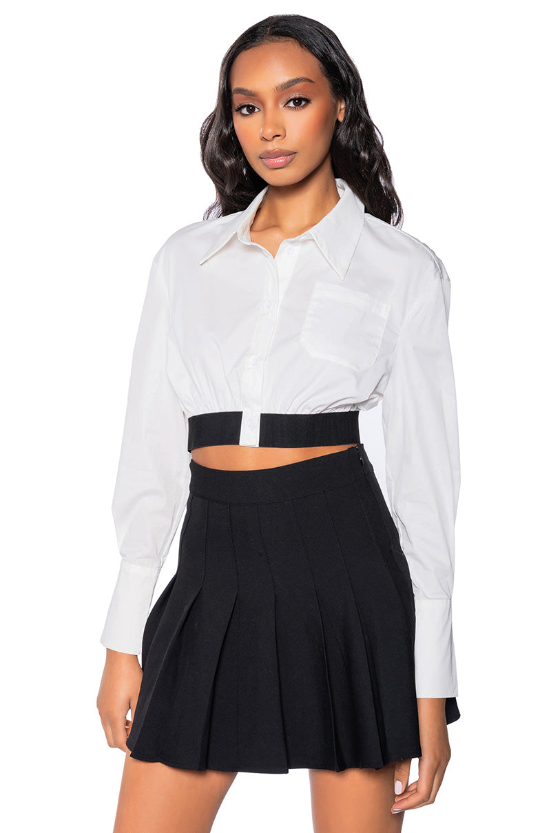 BARDOT CROPPED POPLIN BUTTON DOWN