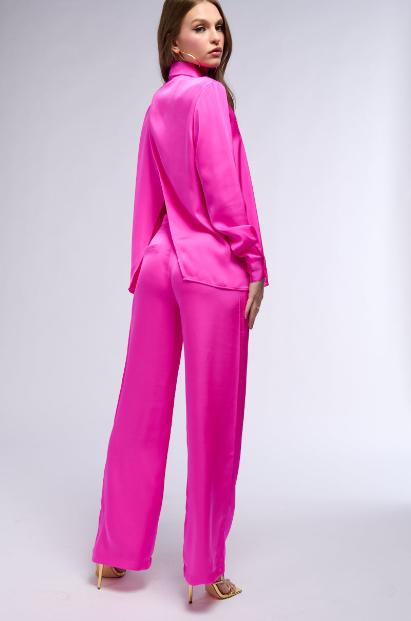 OPEN TO WHATEVER WIDE LEG SATIN TROUSER IN PINK