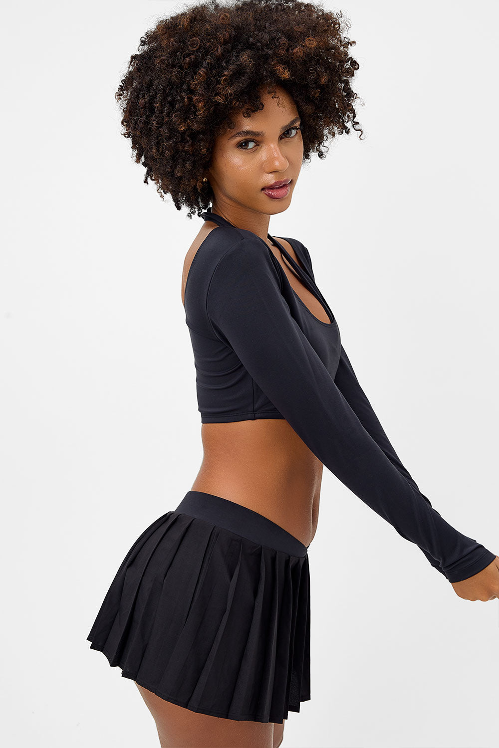 Speedy Long Sleeve Crop Top - Black