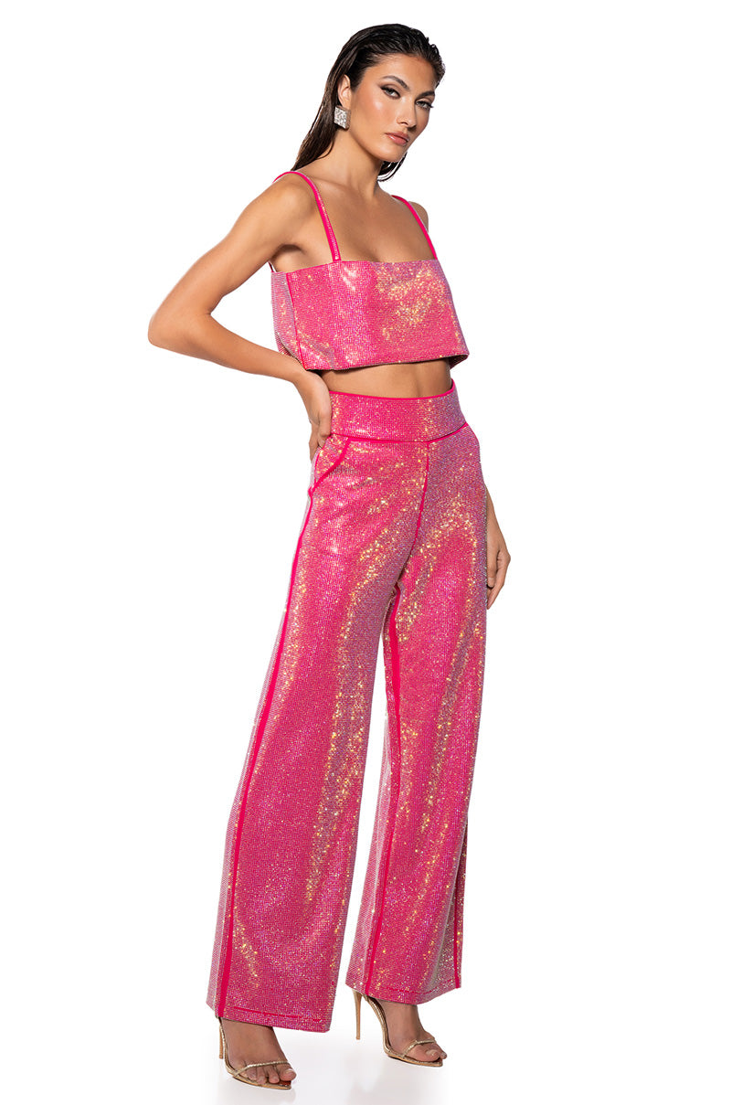 CENTER OF ATTENTION RHINESTONE PANT IN PINK