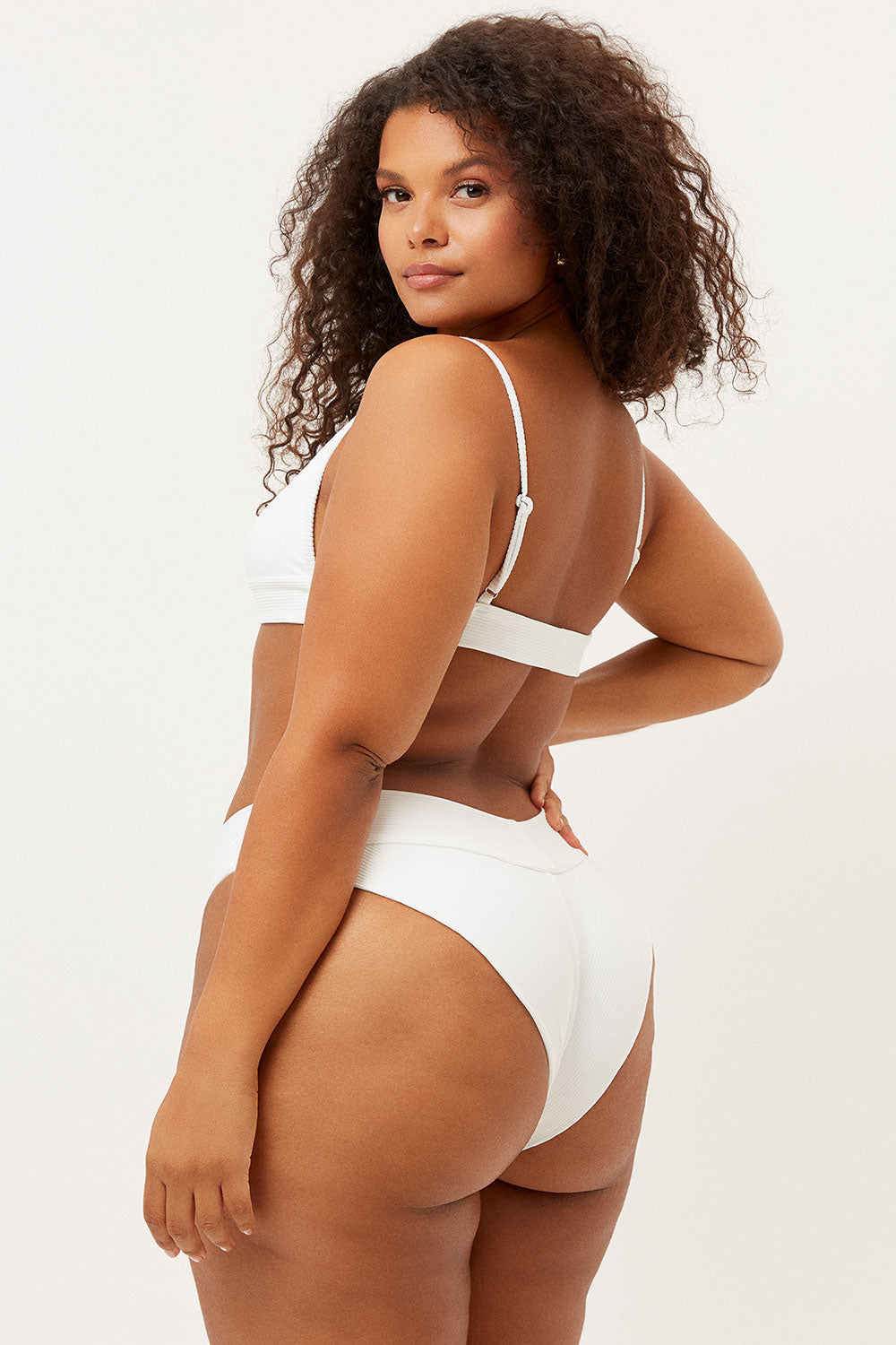 Gavin Ribbed Cheeky Bikini Bottom - White