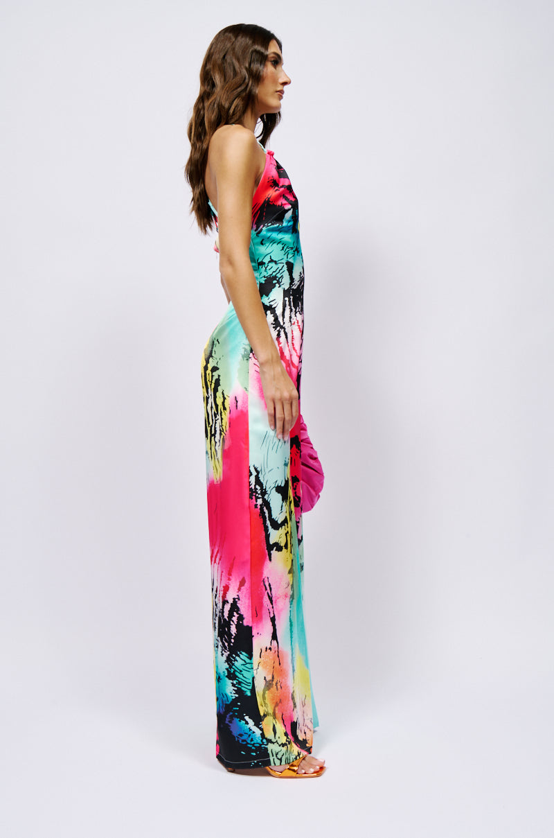 WILD CHILD SATIN PRINTED JUMPSUIT