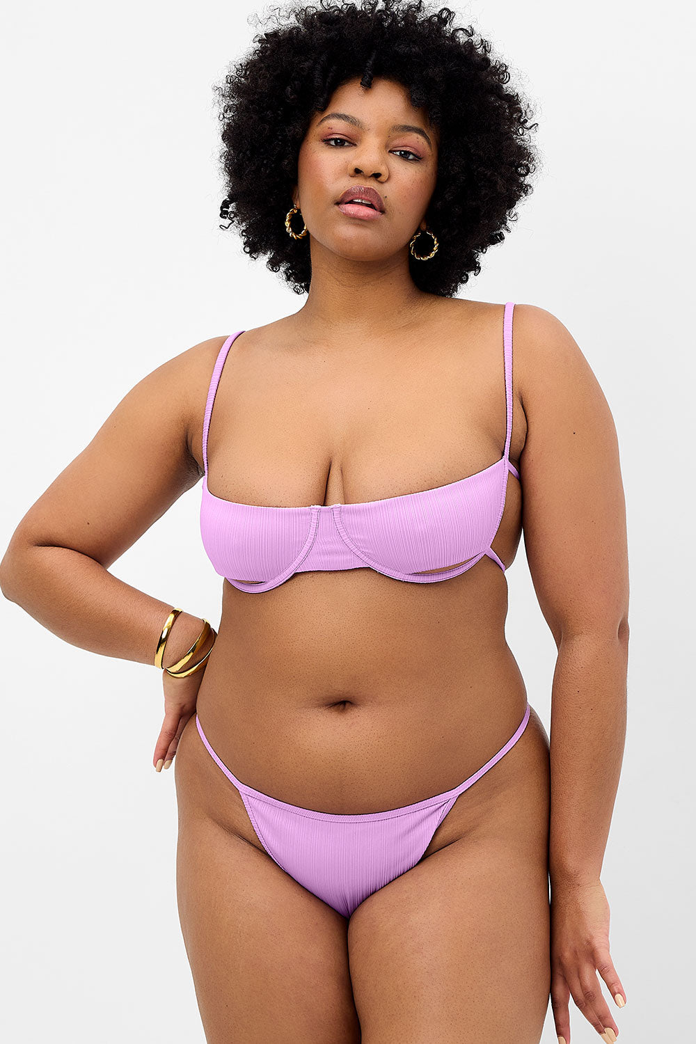 Campbell Plissé Underwire Bikini Top - Wisteria