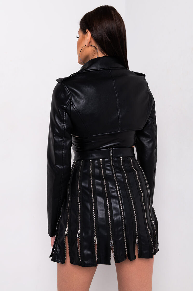 HALF MY HEART ULTRA CROPPED MOTO JACKET