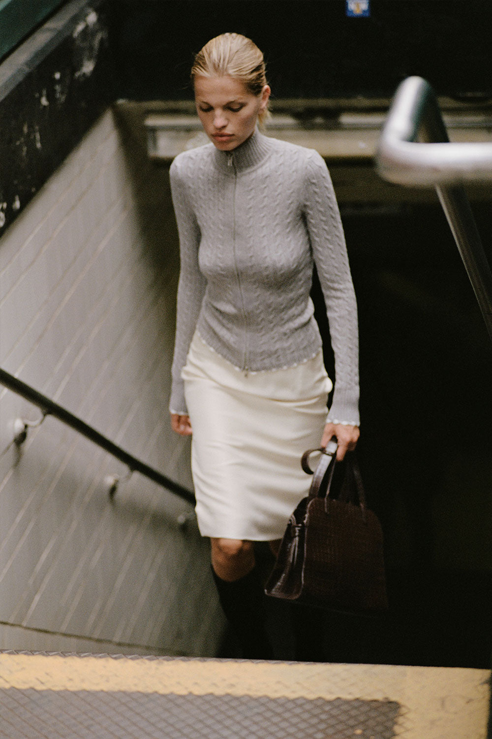 Carter Cable Knit Sweater - Rain Cloud