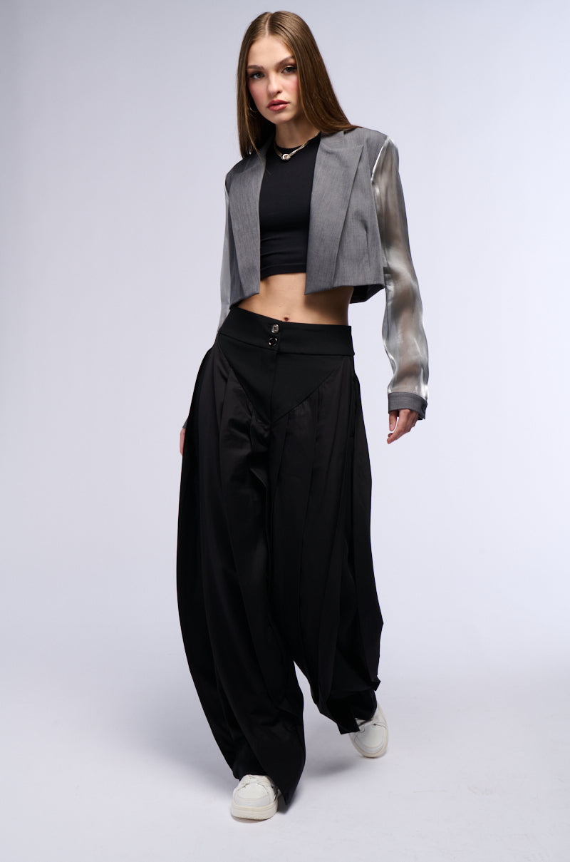 AMBER WIDE LEG PLEATED TROUSER PANT