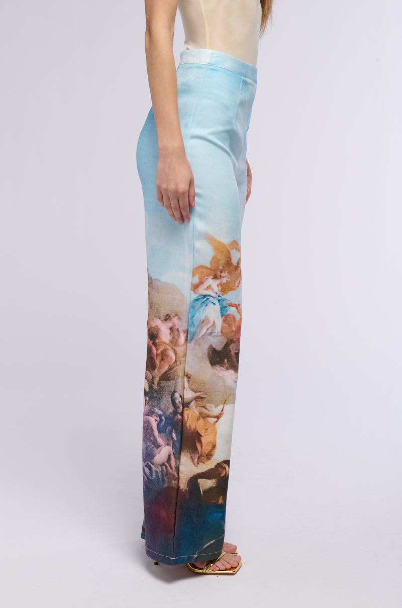 LOOK UP PRINTED WIDE LEG TROUSER