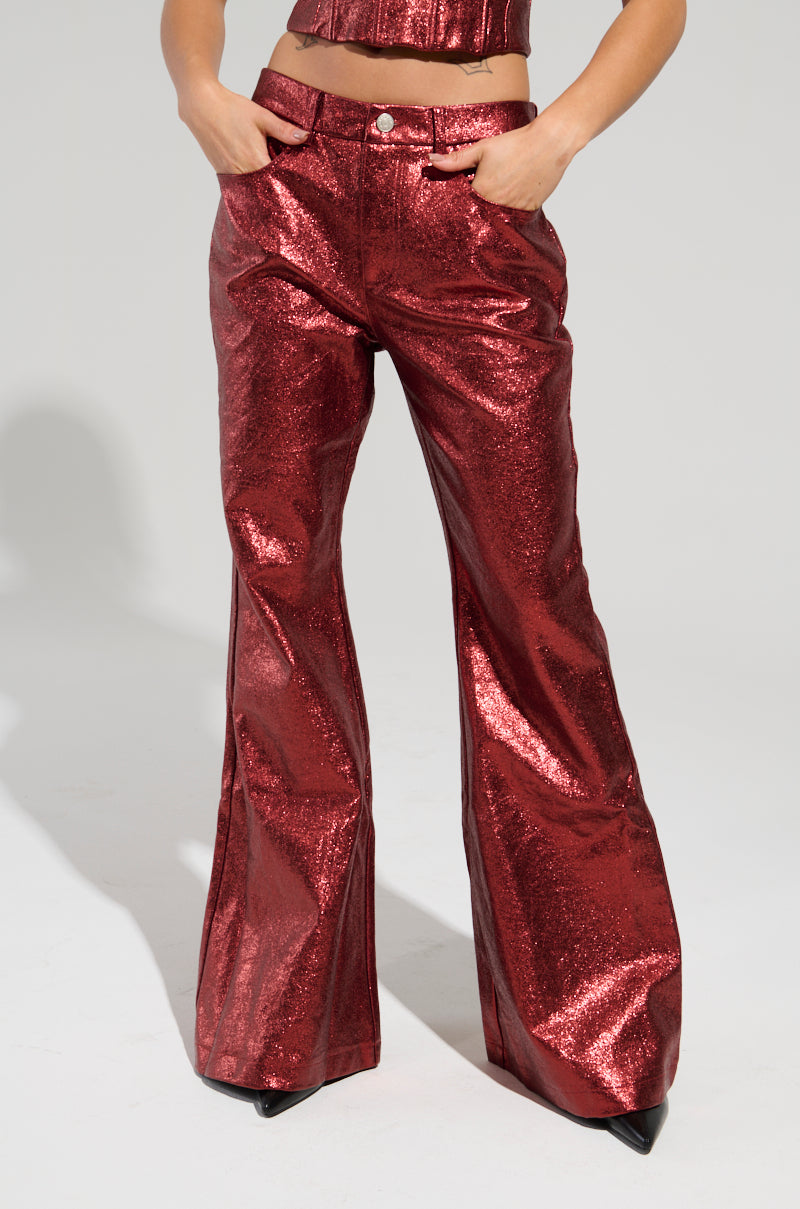 ROCKSTAR CHIC FLARE LEG PANT IN RED