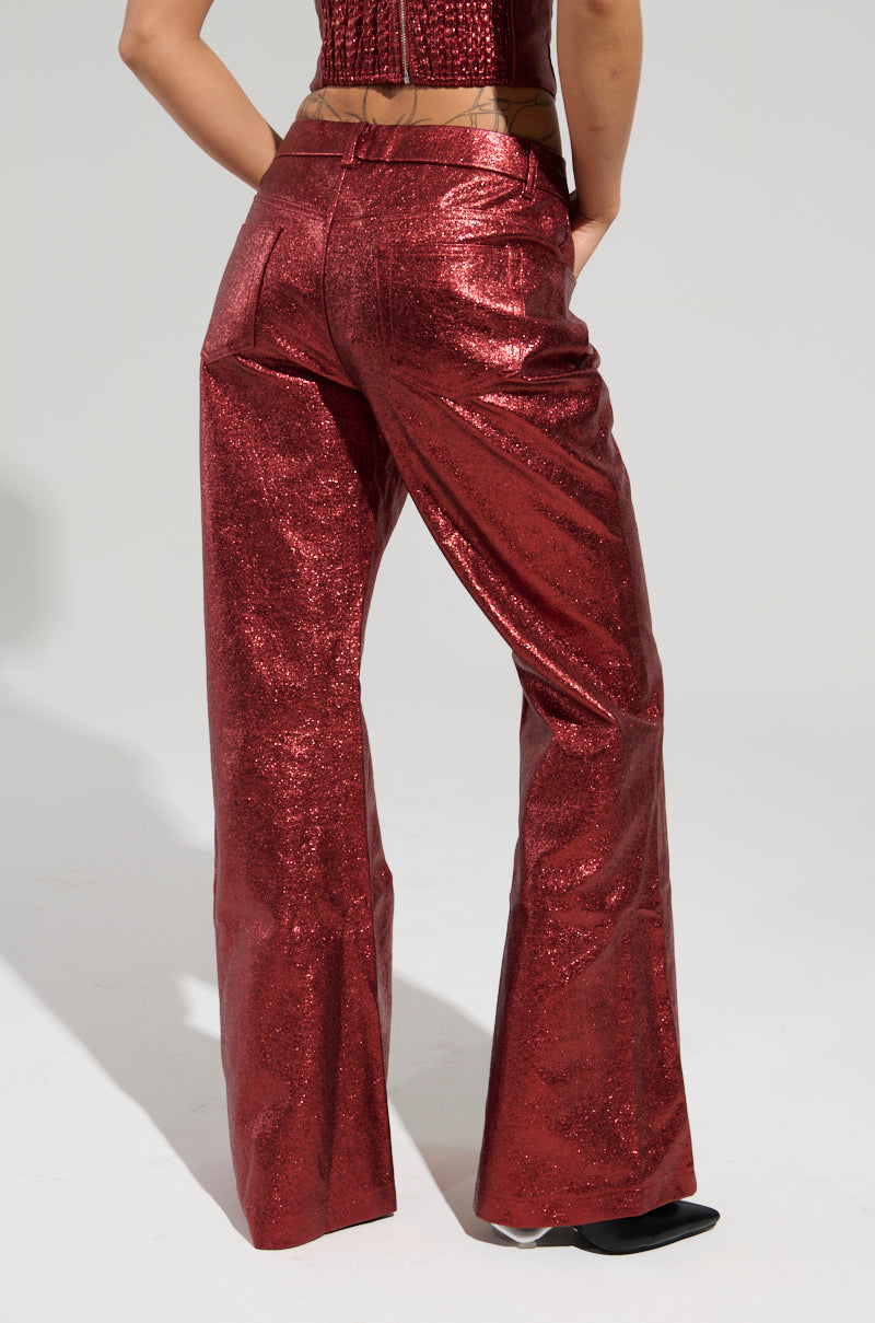 ROCKSTAR CHIC FLARE LEG PANT IN RED