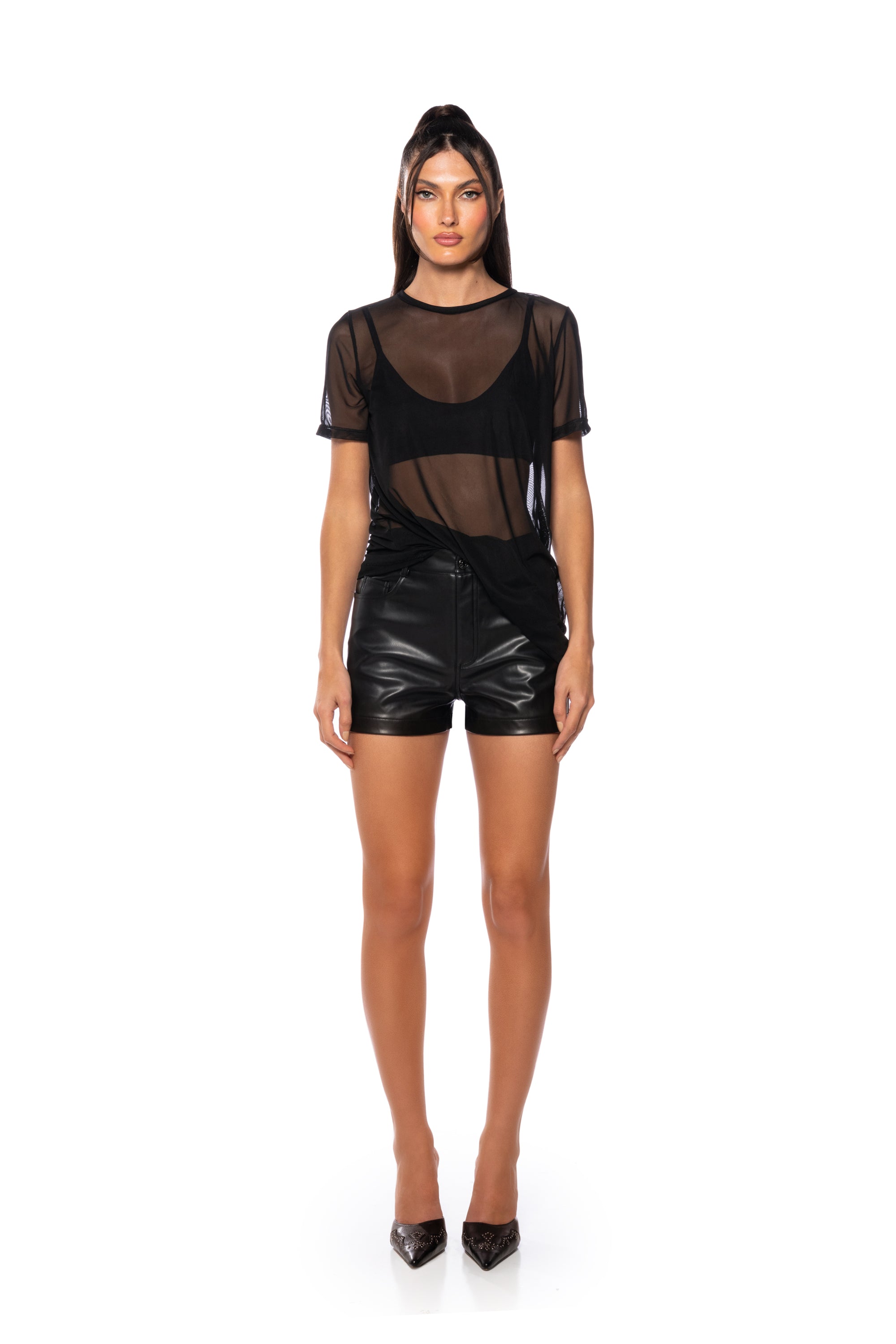 CALLIE FAUX LEATHER SHORT