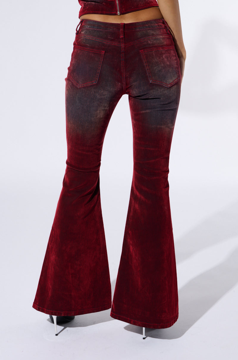 CRYSTAL VELVET DENIM PANT IN RED