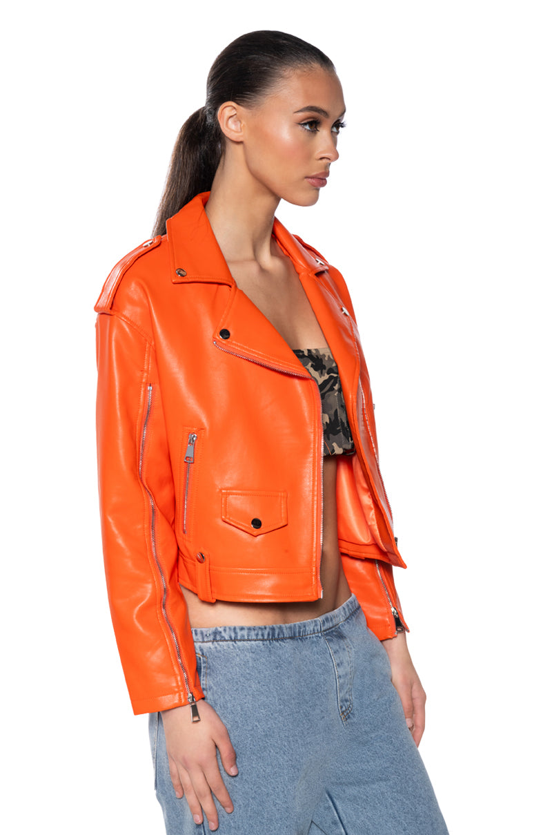 ORANGE YOU LOVE ME MOTO JACKET