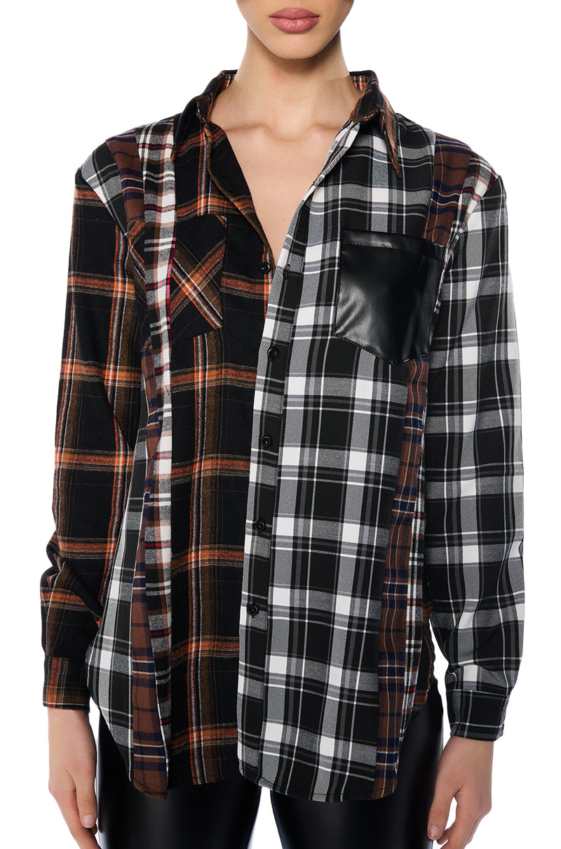 PLAID ROMANCE BUTTON DOWN SHIRT