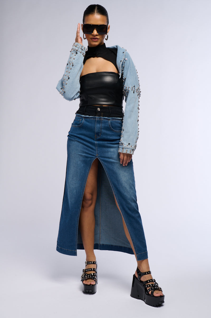 LET IT HAPPEN MAXI DENIM SKIRT