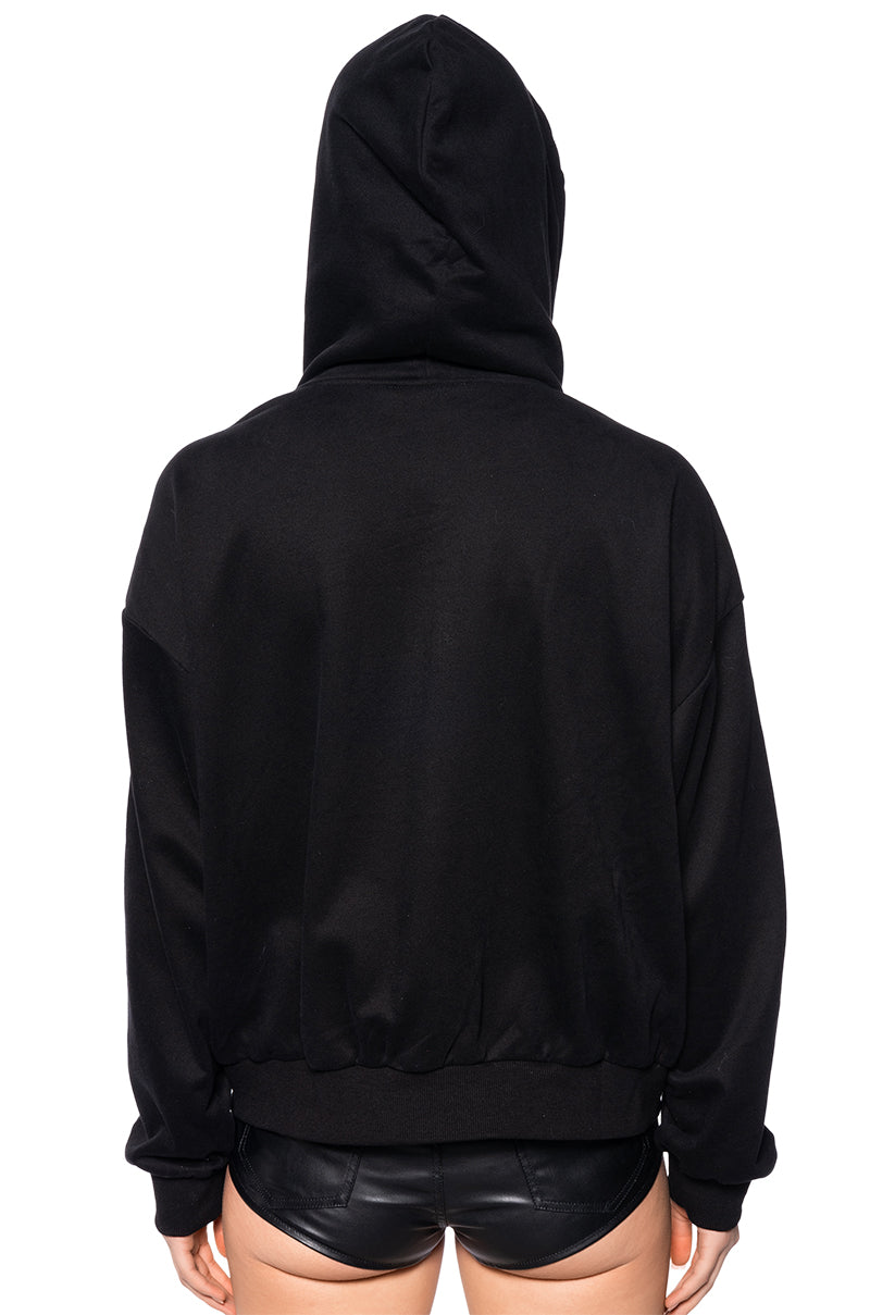 DEEP POCKETS ZIP UP HOODED SWEATSHIRT