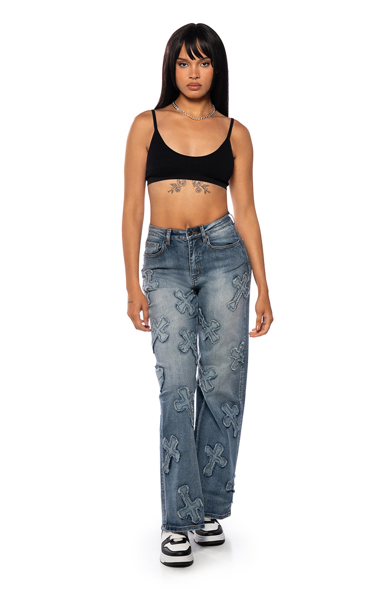 PAMELA CROSS PATCHWORK DENIM JEAN