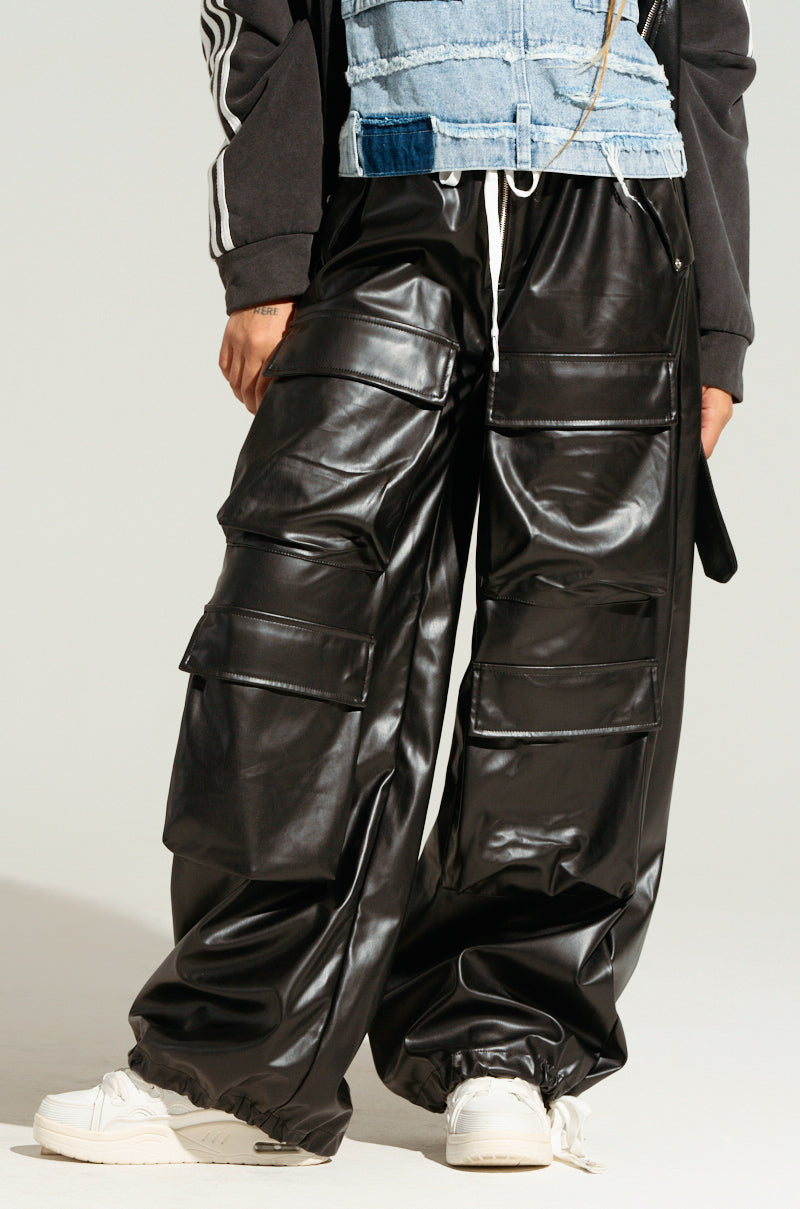 RICK WIDE LEG FAUX LEATHER PANT