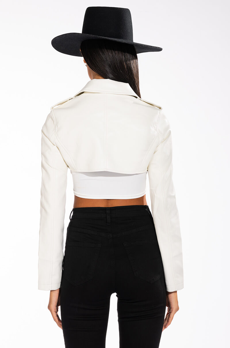 HALF MY HEART ULTRA CROPPED MOTO JACKET