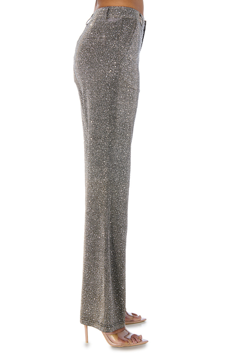 SHOW OFF SEASON EMBELLISHED TROUSER IN CHARCOAL SILVER