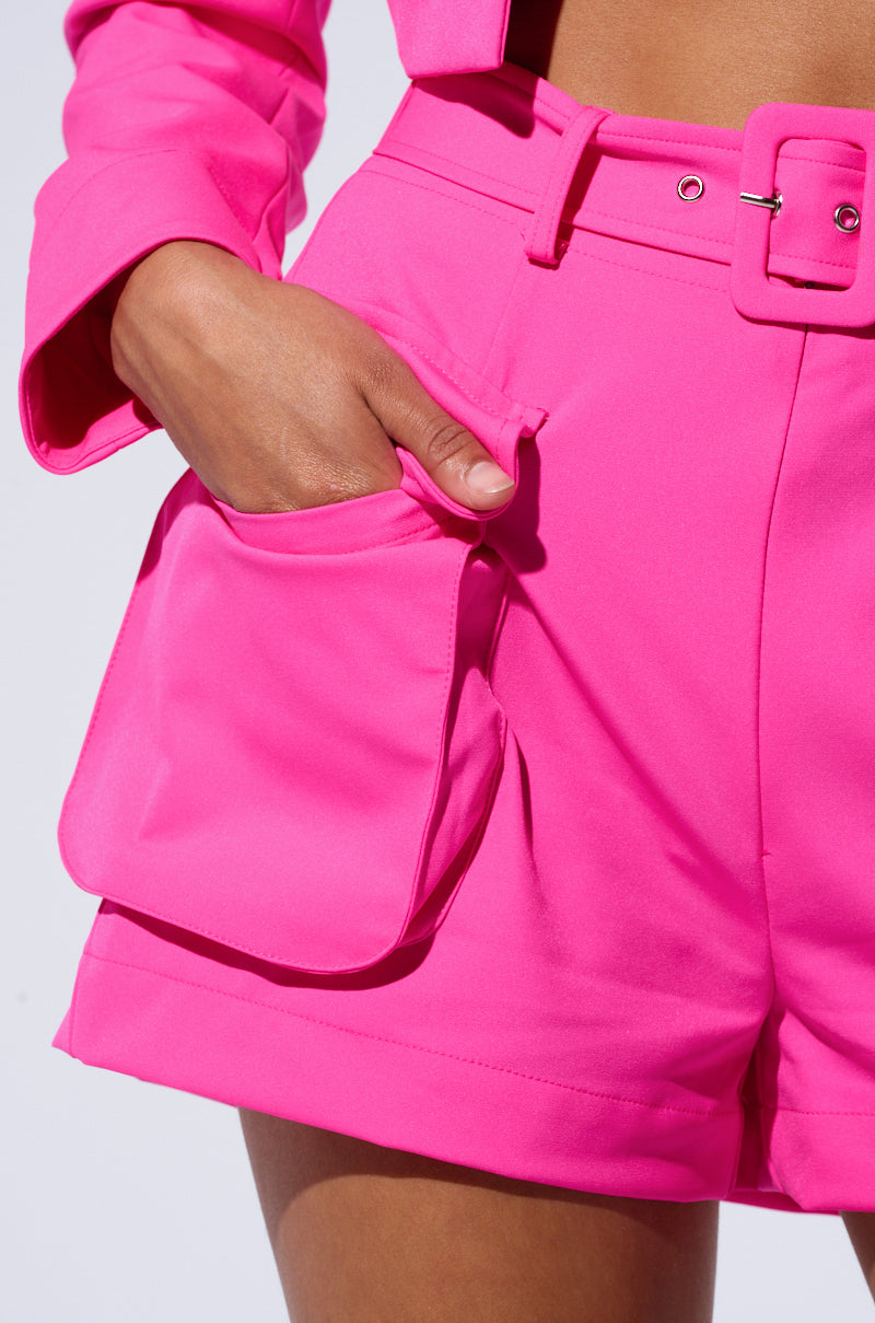 BETTER LUCK UTILITY POCKET SHORTS IN PINK