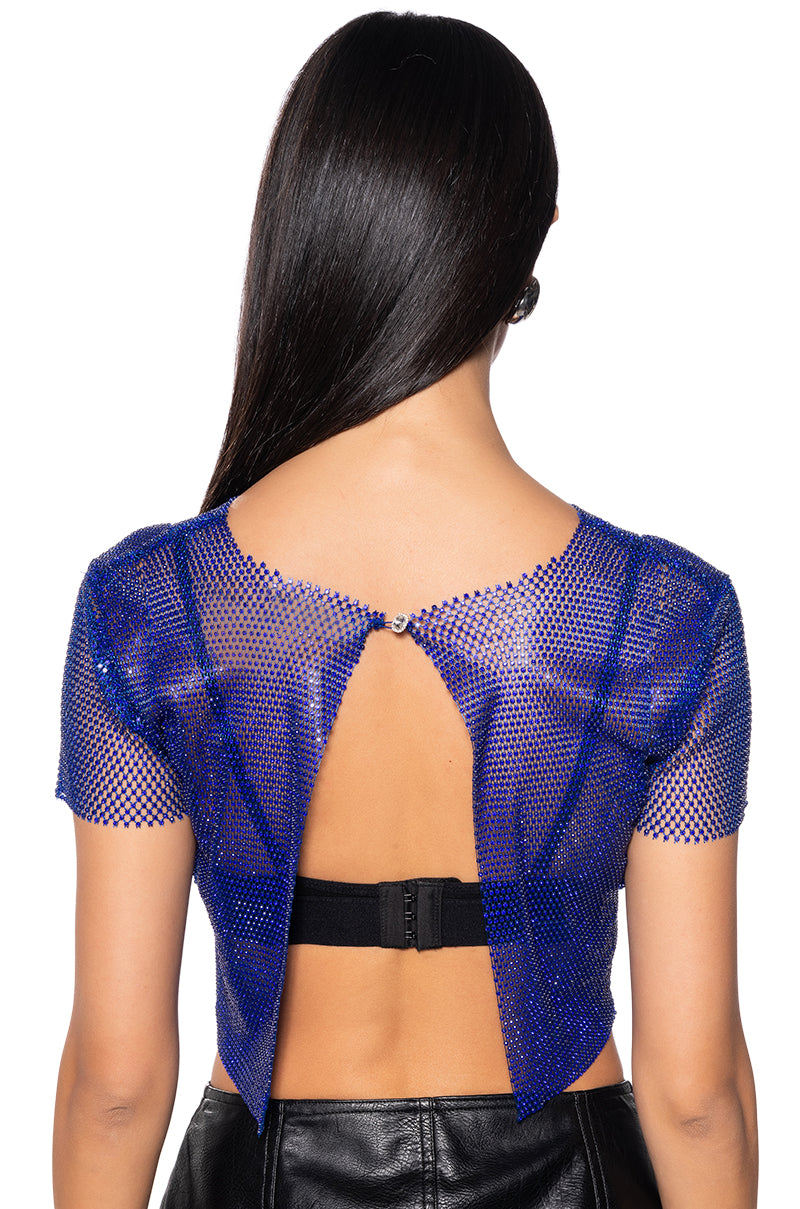 SILENT MOVES OPEN BACK RHINESTONE TOP