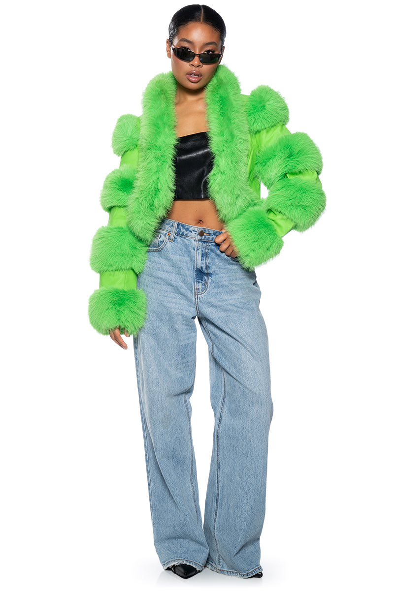 LOVERBOY FAUX FUR MOTO JACKET