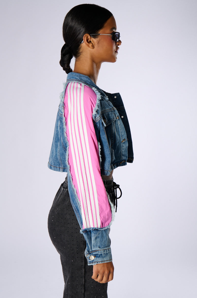 PORTIA MIXED MEDIA DENIM JACKET