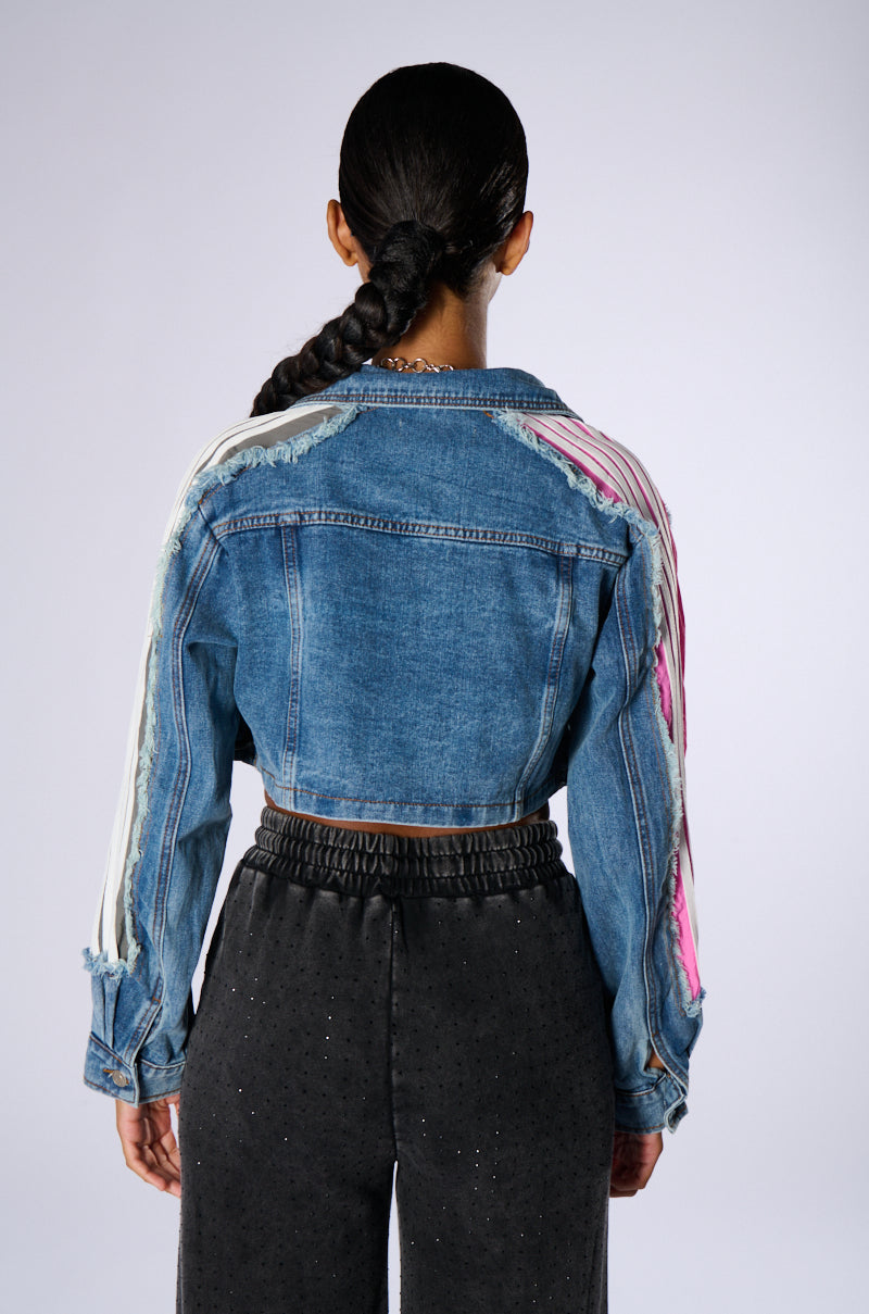 PORTIA MIXED MEDIA DENIM JACKET