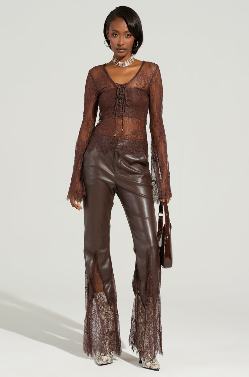 STARLIGHT FAUX LEATHER & LACE PANT