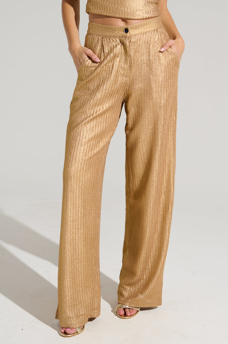 UP ALL NIGHT THINKING TROUSER IN GOLD