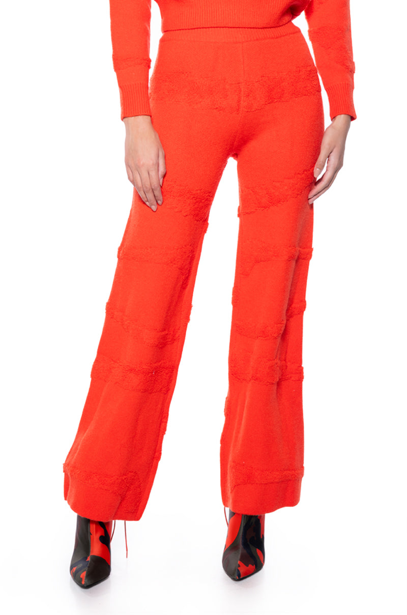 CARISSA COZY KNIT WIDE LEG PANT IN ORANGE