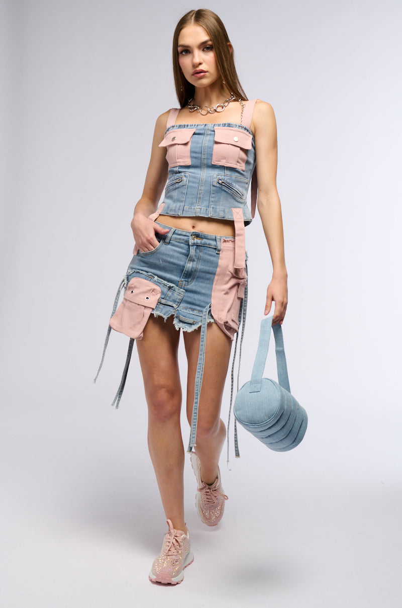 DONT STOP ME NOW DENIM MINI SKIRT