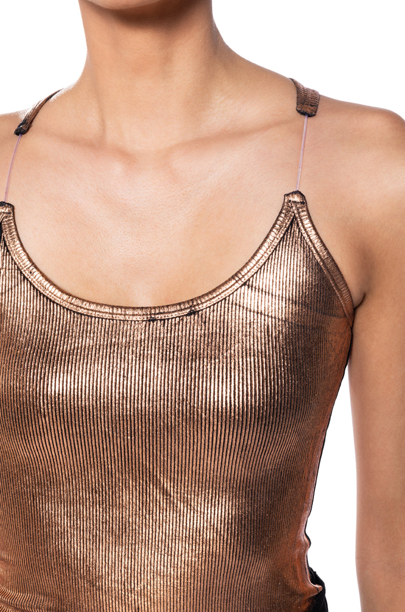 BAD HABIT STRAPPY METALLIC TANK