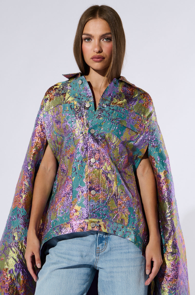 VERSAILLES HIGH LOW BROCADE CAPE