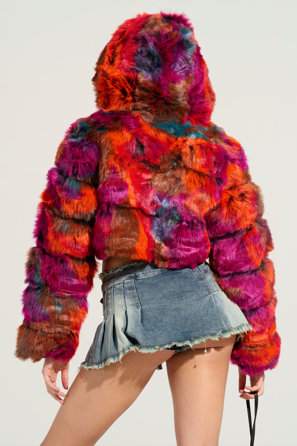 GRACELLE MULTI FAUX FUR CROPPED JACKET