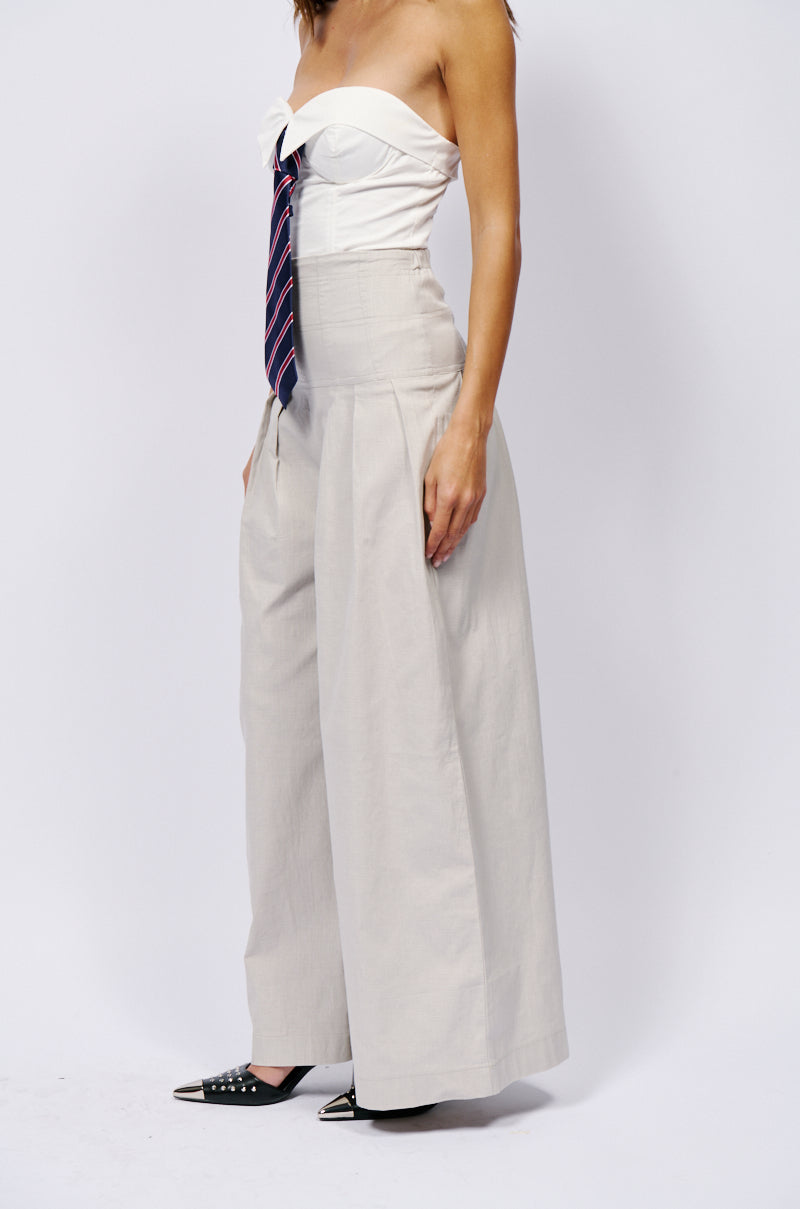 LUNA HIGH WAISTED WIDE LEG LINEN TROUSER