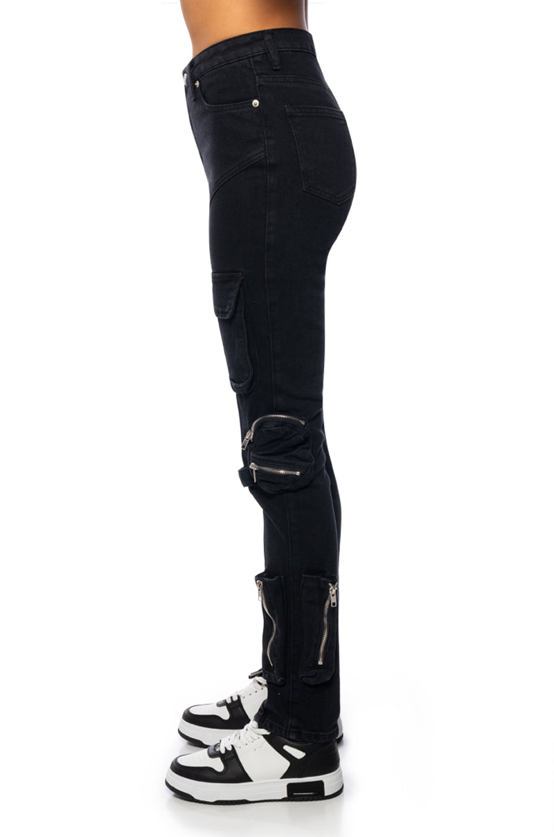 ONE STEP AT A TIME CARGO POCKET SKINNY JEANS