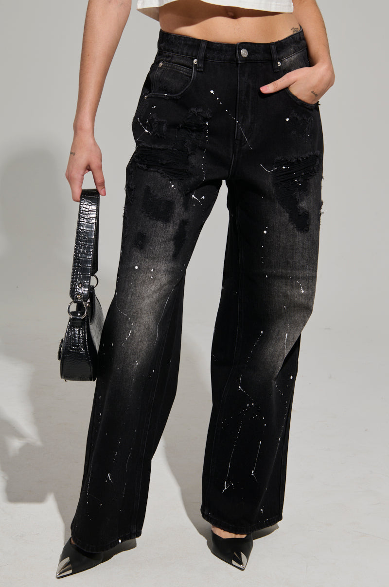 BACK IN BLACK DISTRESSED DENIM JEANS