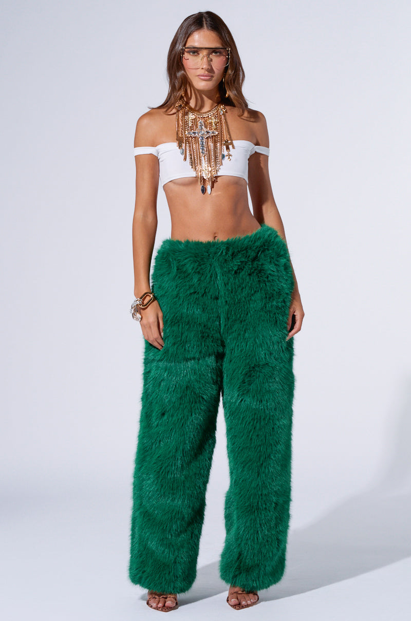 SEEING GREEN WIDE LEG FASHION FUR PANT