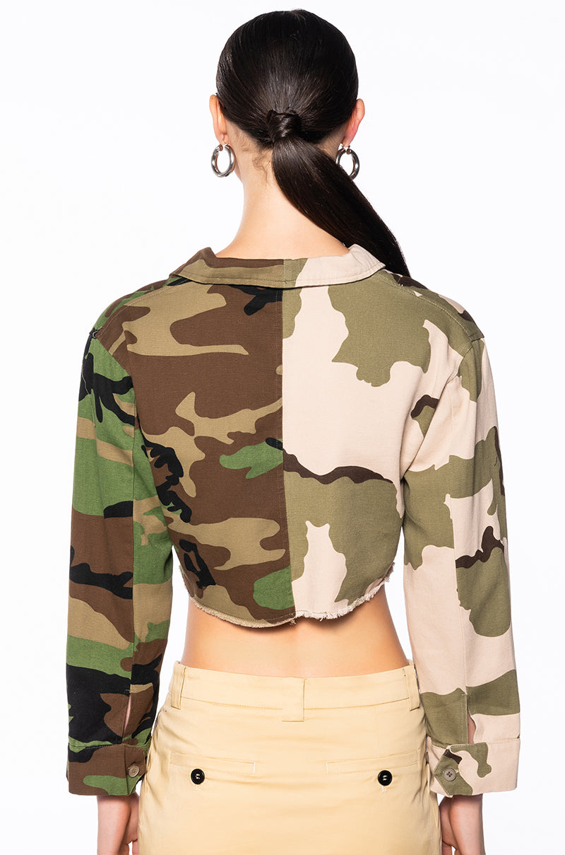 REMI CAMO BUTTON DOWN TOP